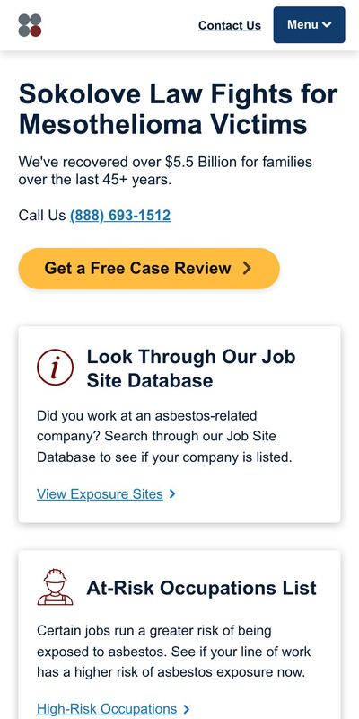Sokolove Law mobile site